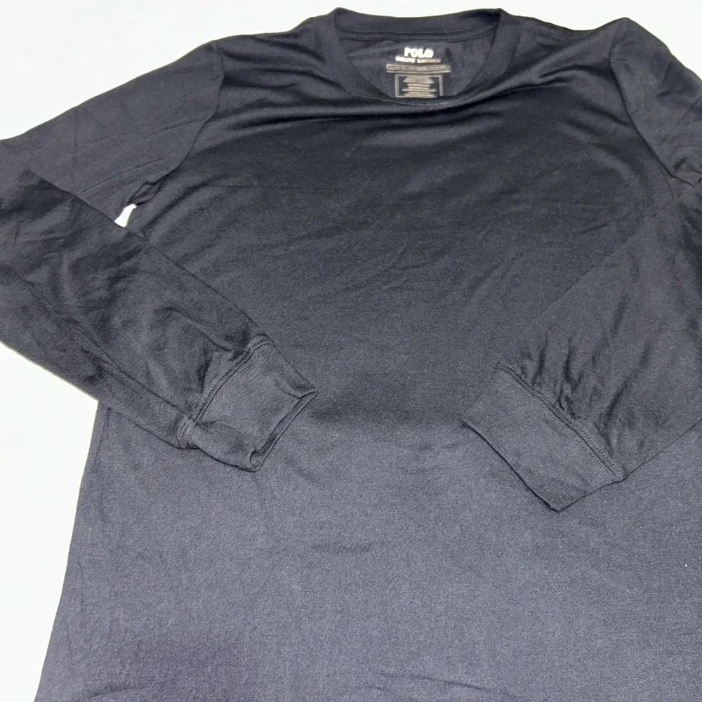 Polo Ralph Lauren Boys Sz 12-13 Large Black Crew Neck Long Sleeve Casual Tee